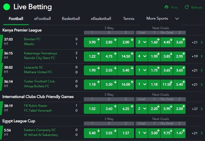 SportyBet Live Betting