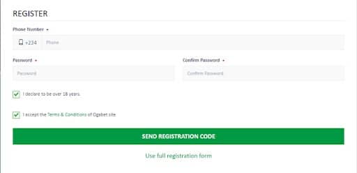 OgaBet Desktop Registration Form