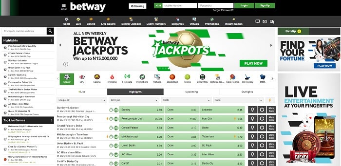 Betway Homepage