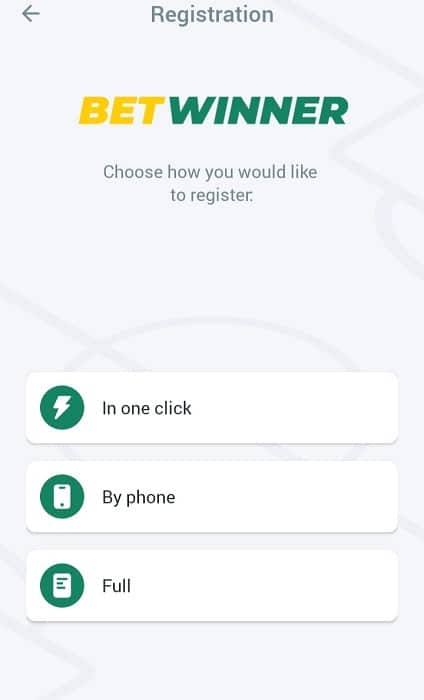 BetWinner Registration Choice