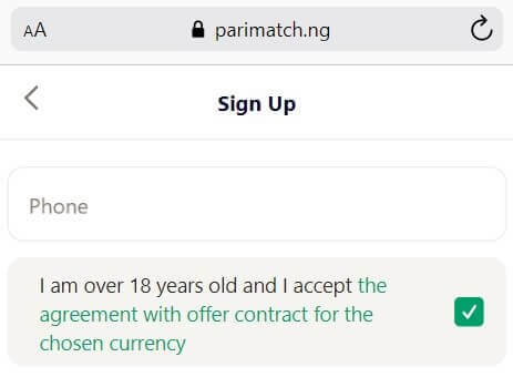 Parimatch Registration Steps