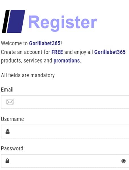 Gorillabet365 Registration