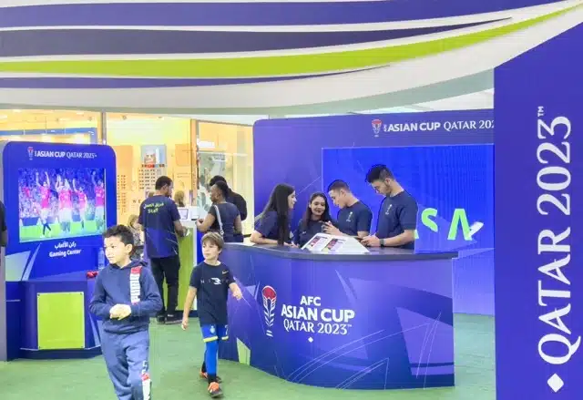 AFC Asian Cup Qatar 2023 People are visiting the AFC Asian Cup Qatar 2023 information center at the City Center shopping mall in Doha