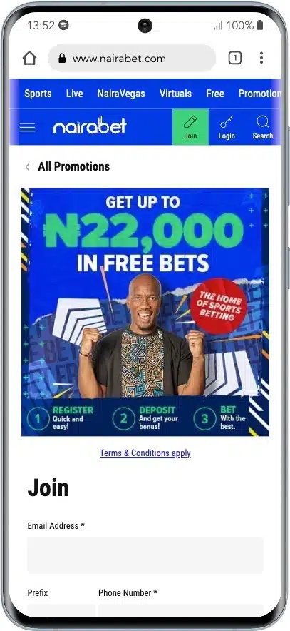 NairaBet Home Page