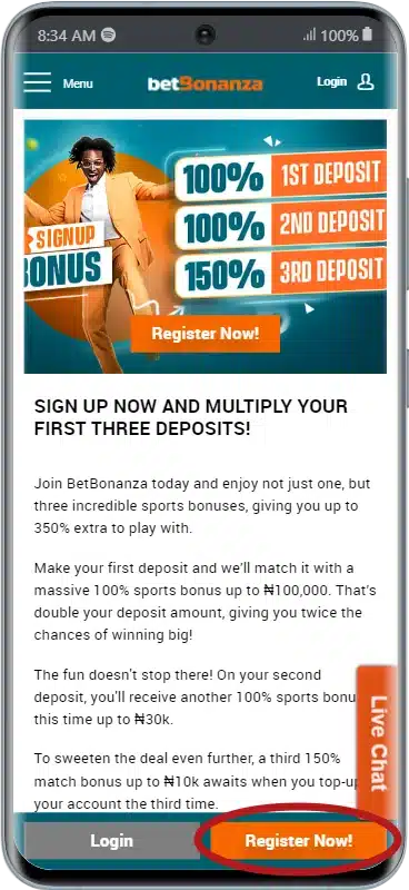 betbonanza registration button