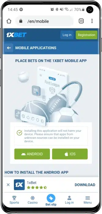Download 1xBet on Android