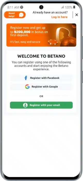 Betano Register Method