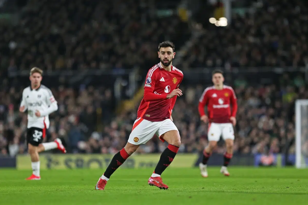 Bruno Fernandes of Manchester United during the Premier League match between Fulham and Manchester United at Craven Cottage