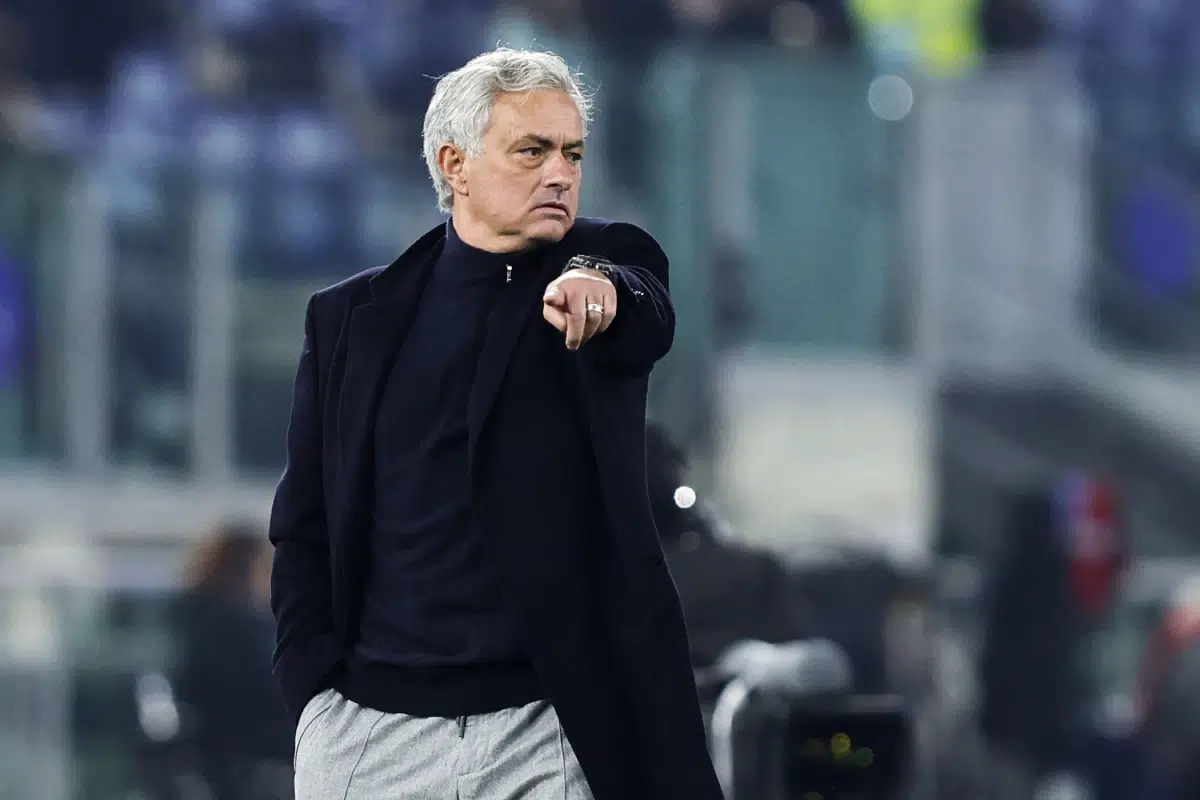 Jose' Mourinho head coach of Roma gestures during the Italian Cup