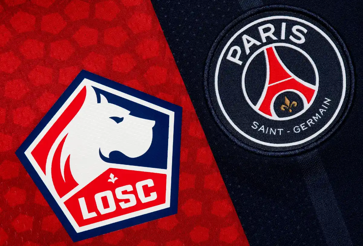 Close up of Lille OSC & PSG club crest