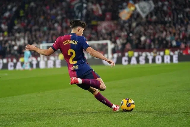 Pau Cubarsi (FC Barcelona) during LaLiga match between Sevilla FC and FC Barcelona