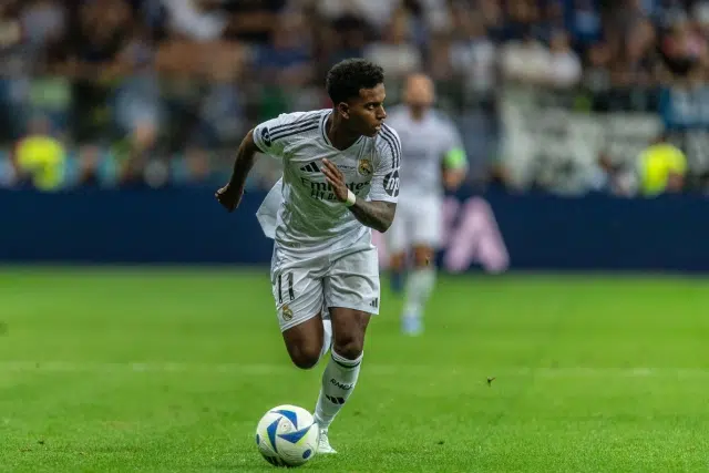 Rodrygo is in action during the Supercup final between Real Madrid CF and Atalanta BC