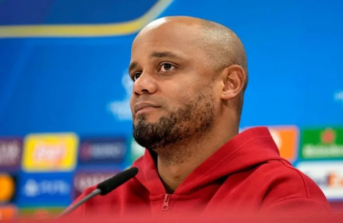 Bayern's head coach Vincent Kompany attends a news conference in Munich, Germany