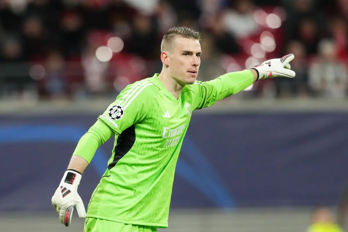 Andrij Lunin of Real Madrid seen during the UEFA Champions League