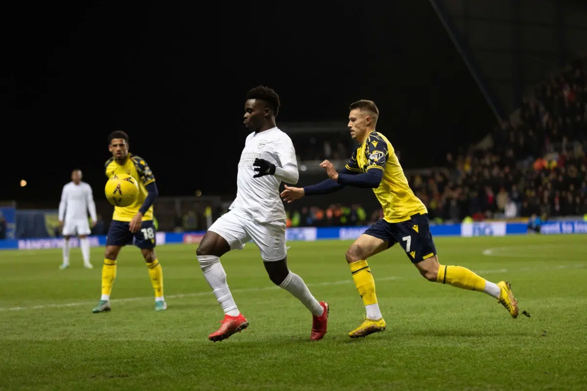 Bukayo Saka in action vs Oxford United in the 3rd Round of the FA Cup