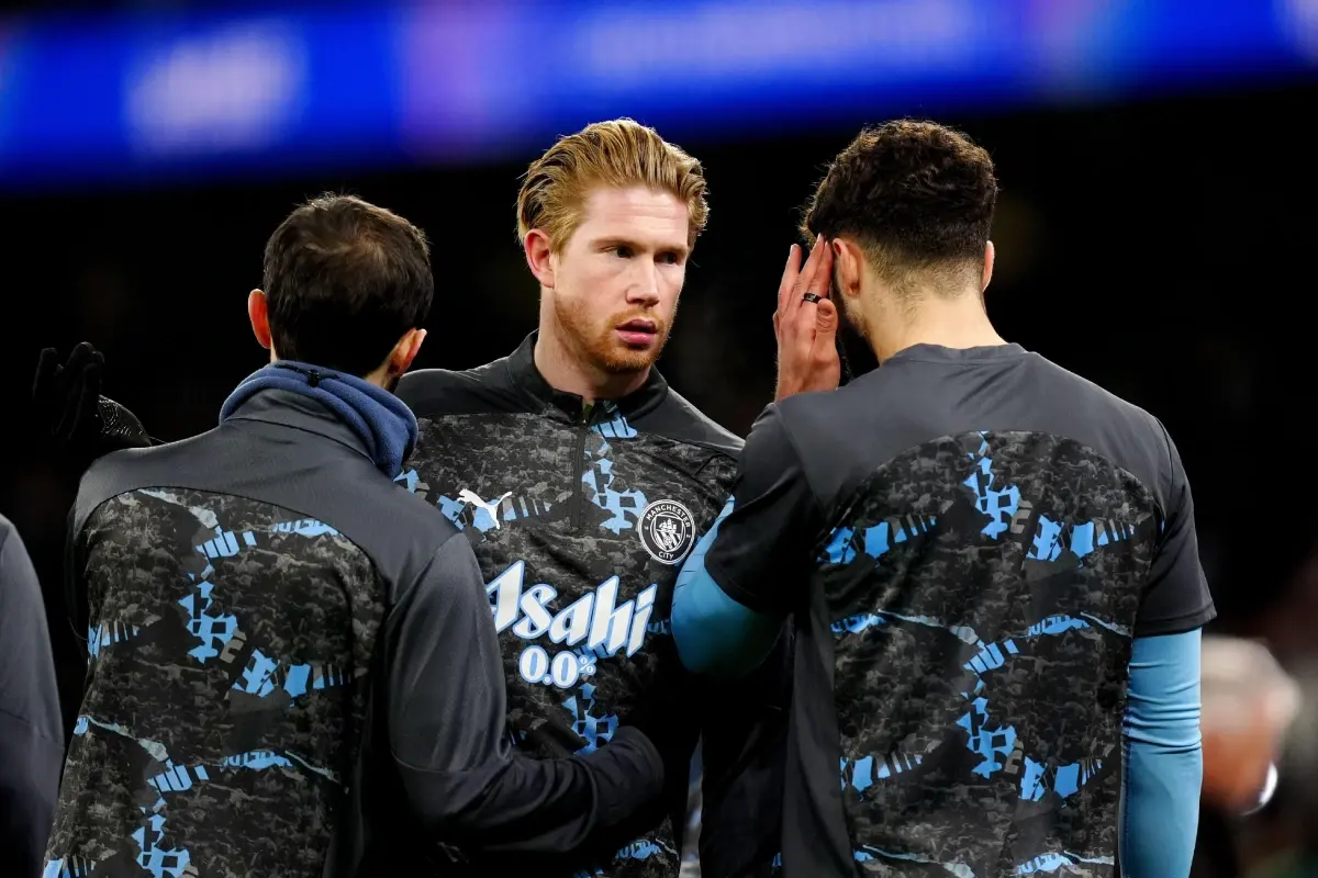 Manchester City's Kevin De Bruyne ahead of the UEFA Champions League, league stage match at the Etihad Stadium, Manchester, 2025