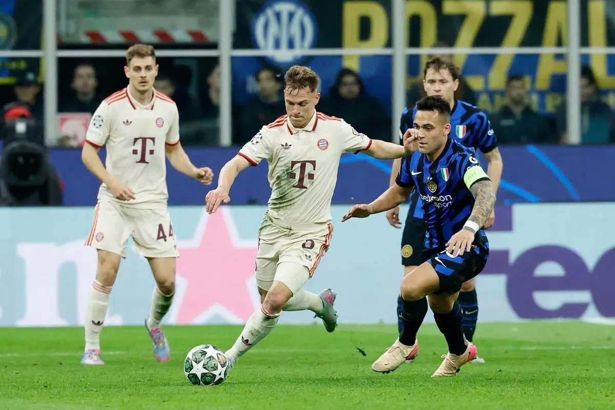 Lautaro Martinez in action during UEFA Champions League match between Inter and Bayern.