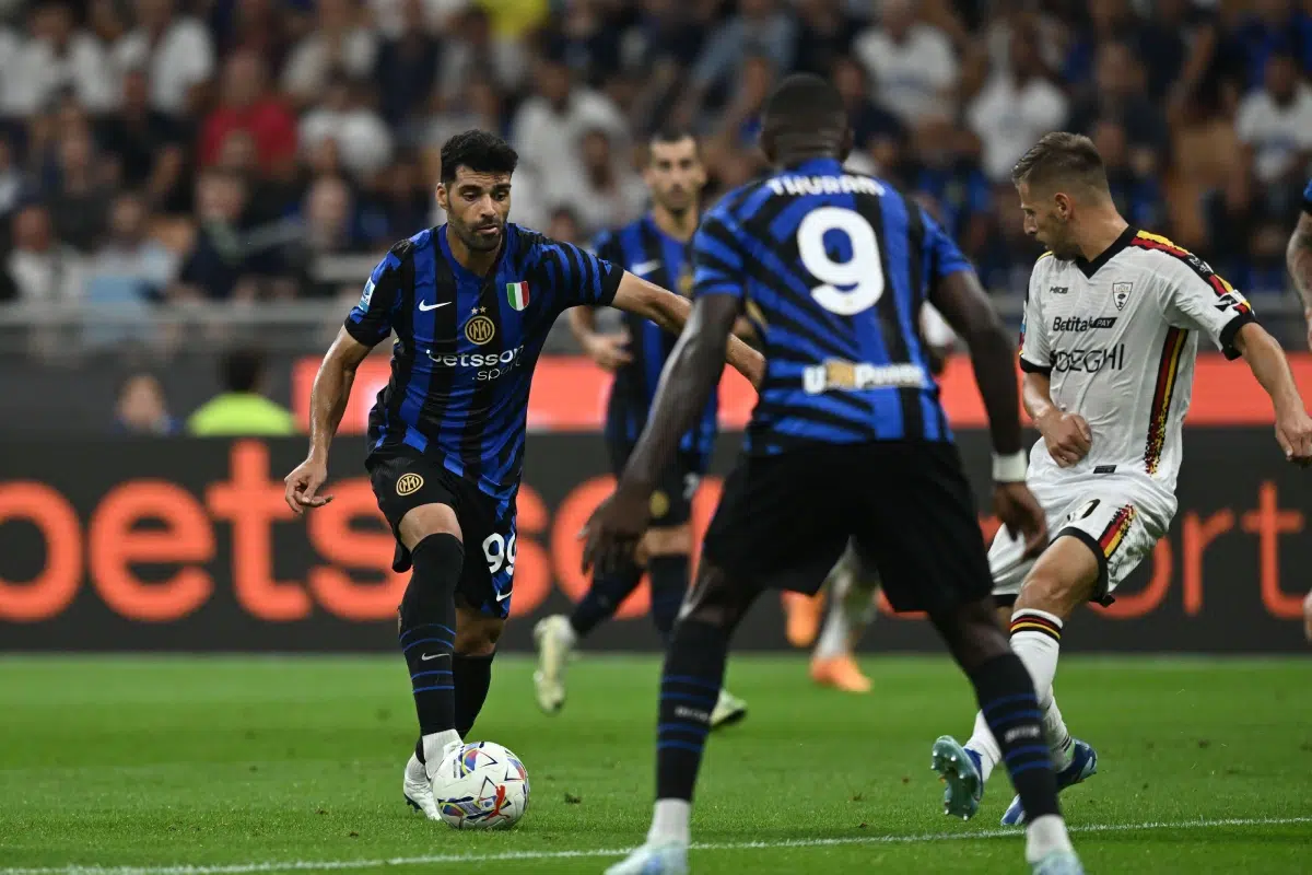 Mehdi Taremi in action during the Serie A match between Inter and Lecce.