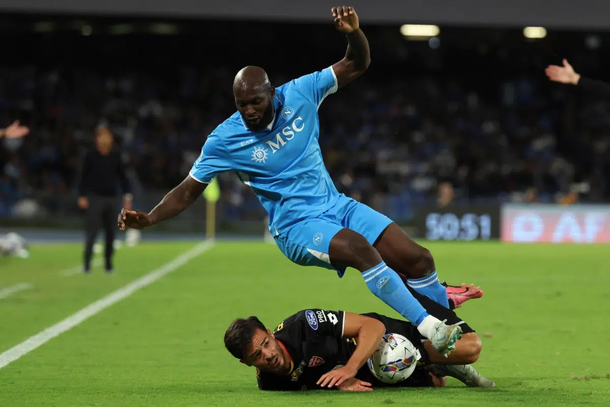 Romelu Lukaku in action during Napoli and Monza at the Diego Armando Maradona Stadium.