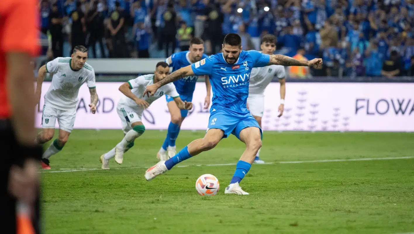 Aleksandar Mitrovic during the match between Al-Hilal SFC vs Al-Ahli SFC at King Fahd International Stadium.