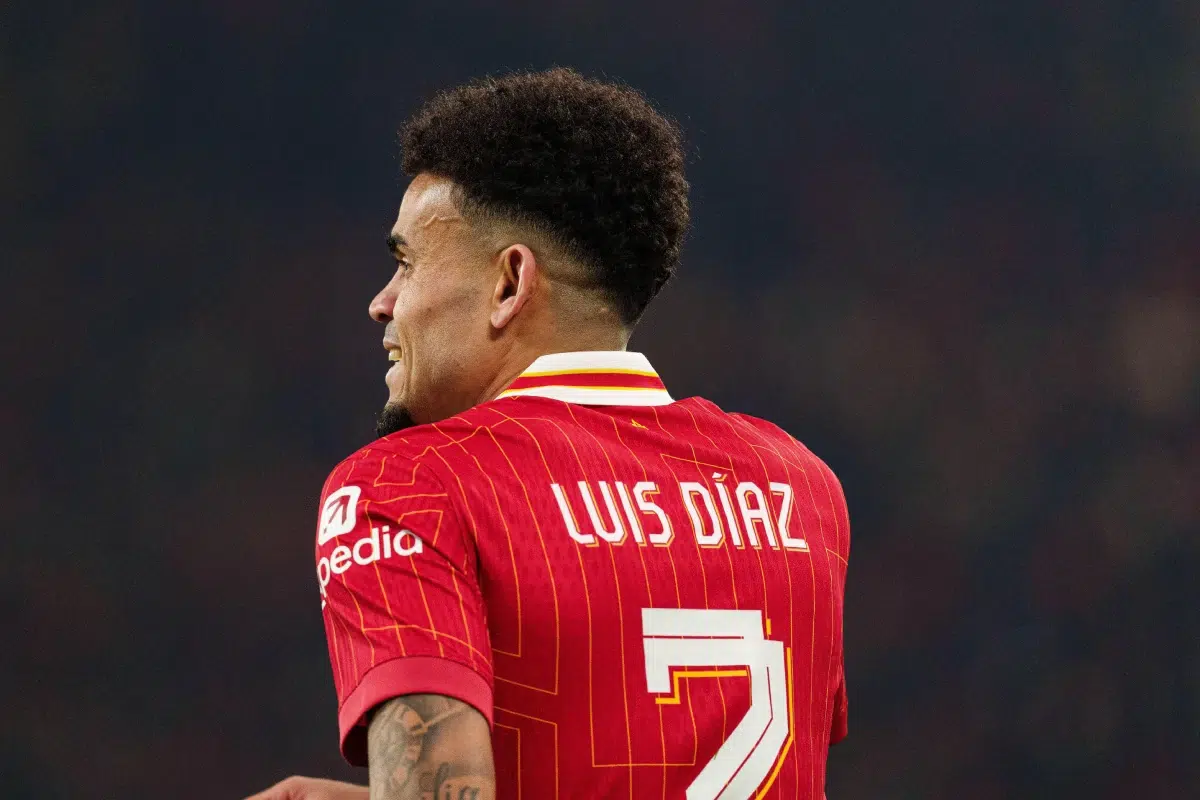 Liverpool's Luis Diaz is seen during the Carabao Cup Semi Final Second Leg match between Liverpool and Tottenham Hotspur