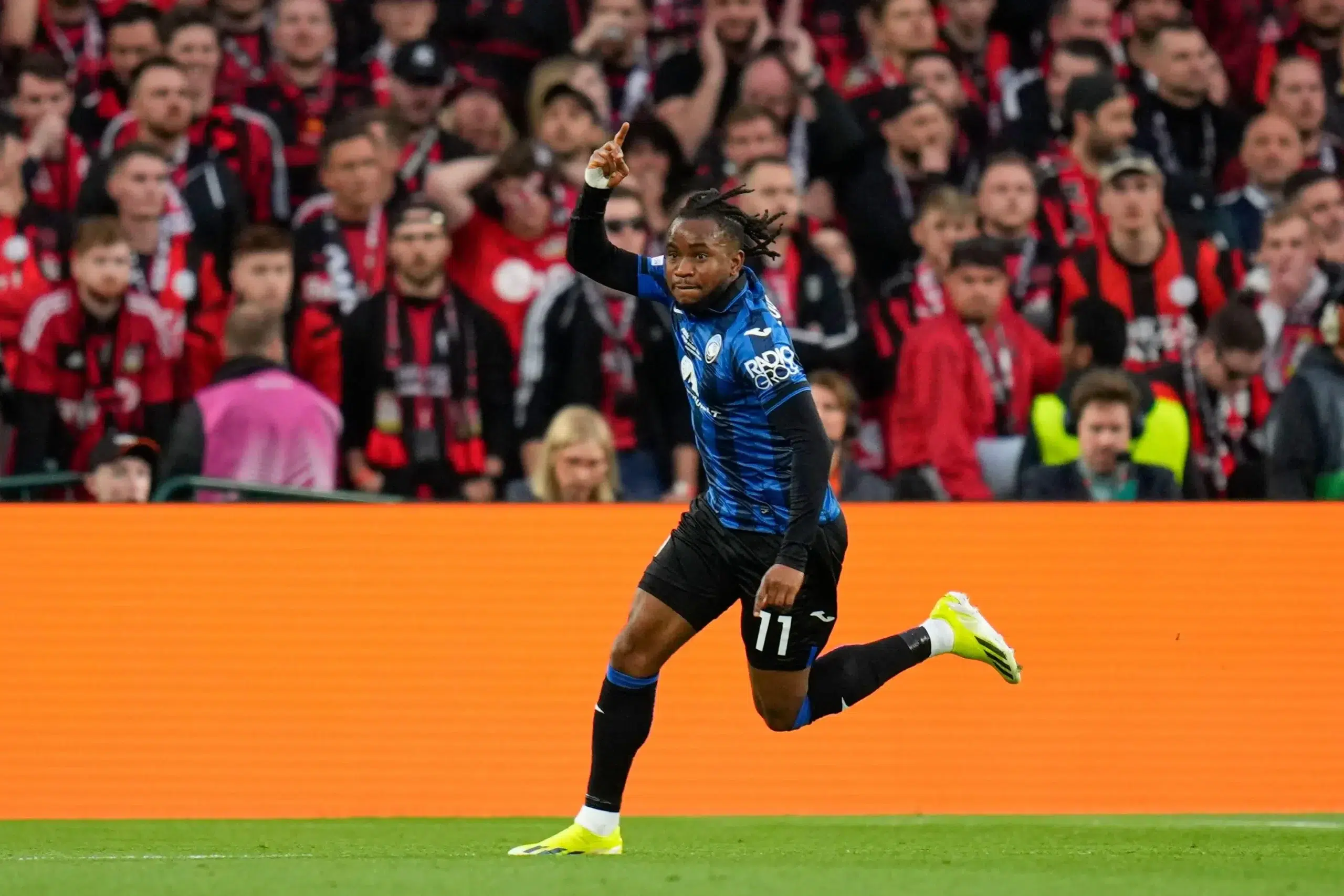 Atalanta's Ademola Lookman celebrates after scoring his side's first goal during the Europa League final