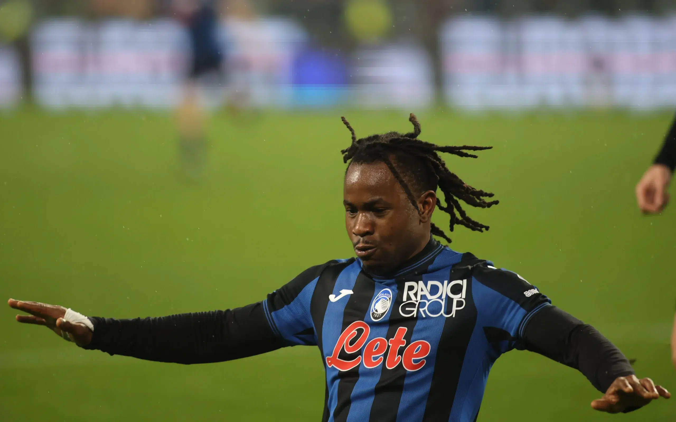 Ademola Lookman of Atalanta BC celebrating after scoring a goal during the Italian Serie A