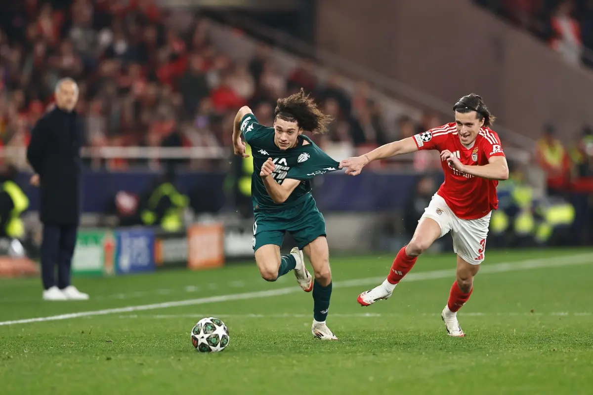 Maghnes Akliouche (Monaco) and Alvaro Carreras (Benfica); Champions League knockout phase 2025
