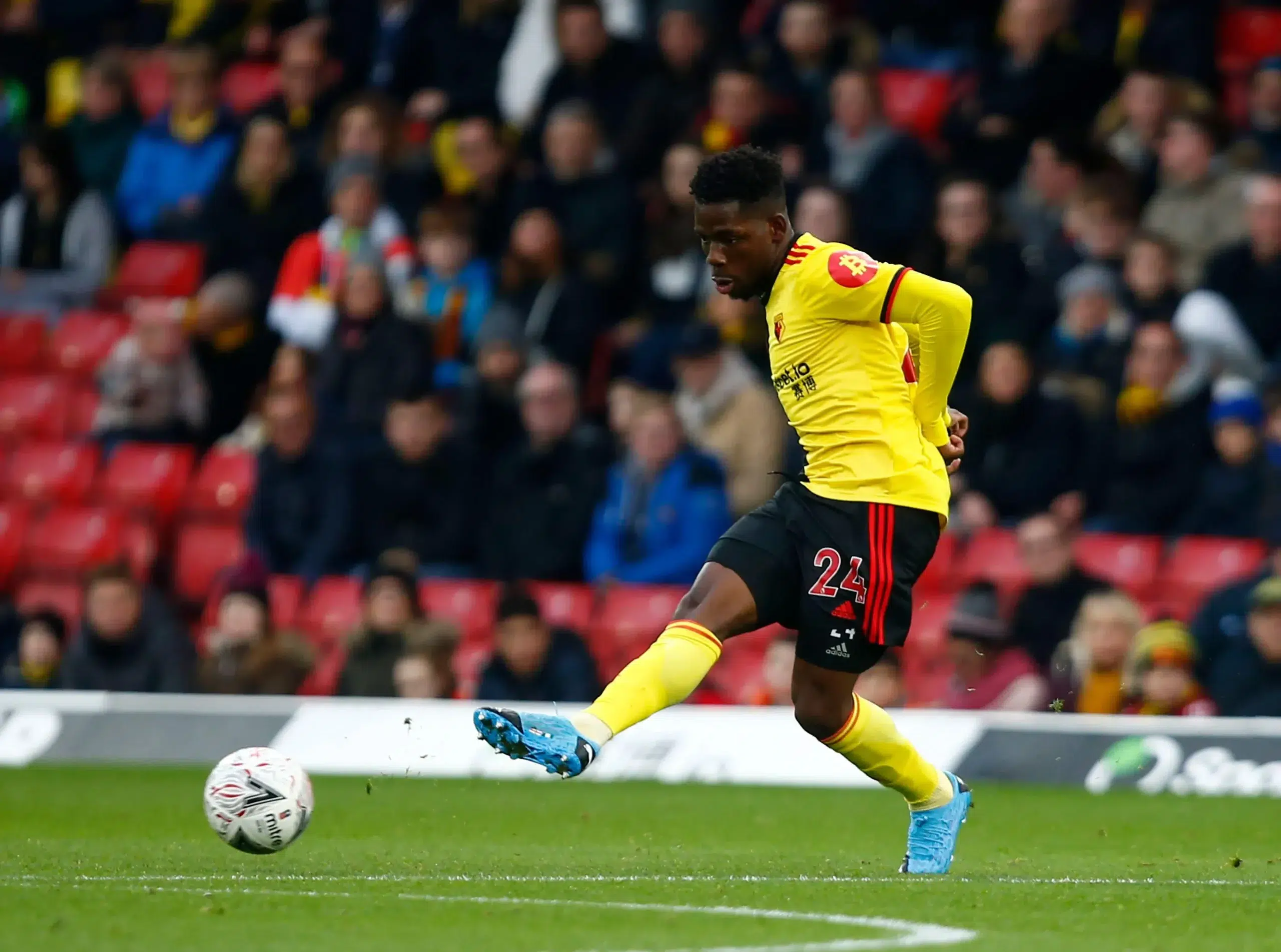Watford's Tom Dele-Bashiru during Emirates FA Cup Third Round match between Watford and Tranmere Rovers on January 04