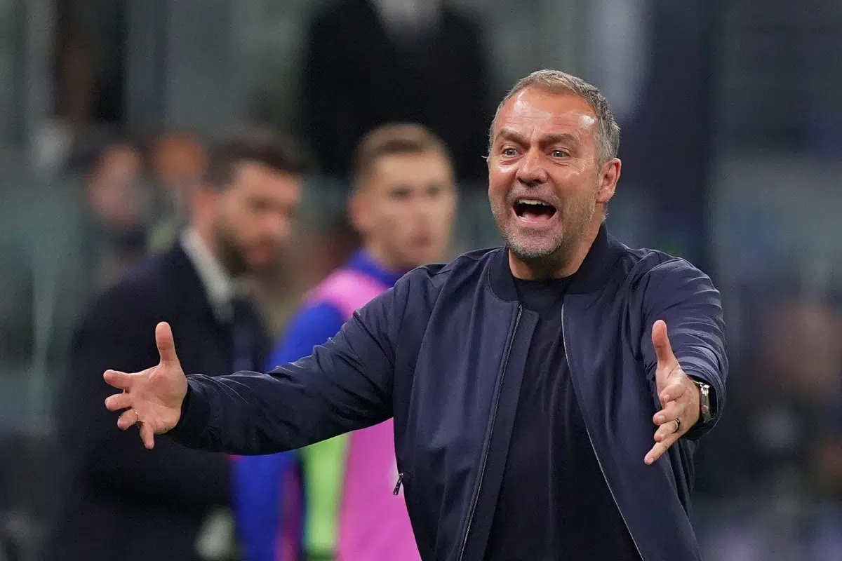 Barcelona’s head coach Hansi Flick during the UEFA Champions League match, 2025
