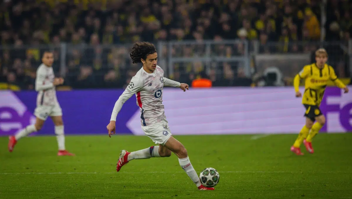 Ayyoub Bouaddi during the Borussia Dortmund - Lille match, 2025