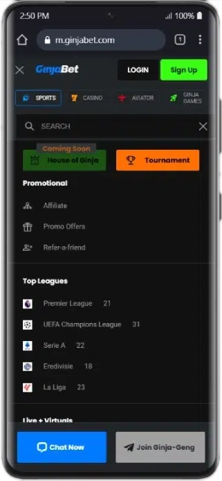 GinjaBet Nigeria Page