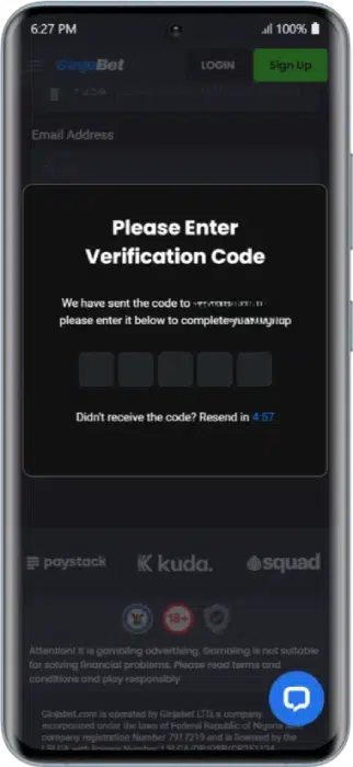 GinjaBet Verification