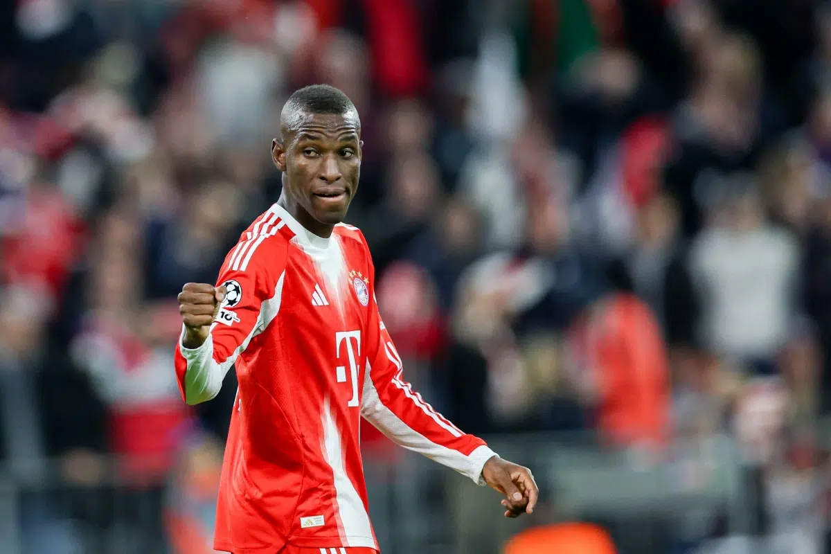 Nicolas Jackson of Bayern Munich celebrates after scoring a goal during the UEFA Champions League 2025/2026 match