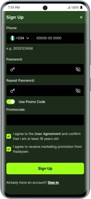 PaddyWin Registration Paddywin Promo Code