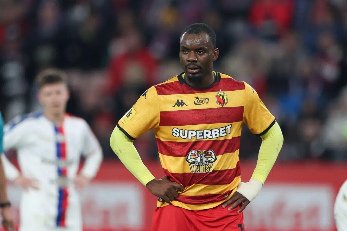 Afimico Pululu of Jagiellonia Bialystok seen during PKO BP Ekstraklasa 2025/2026 match