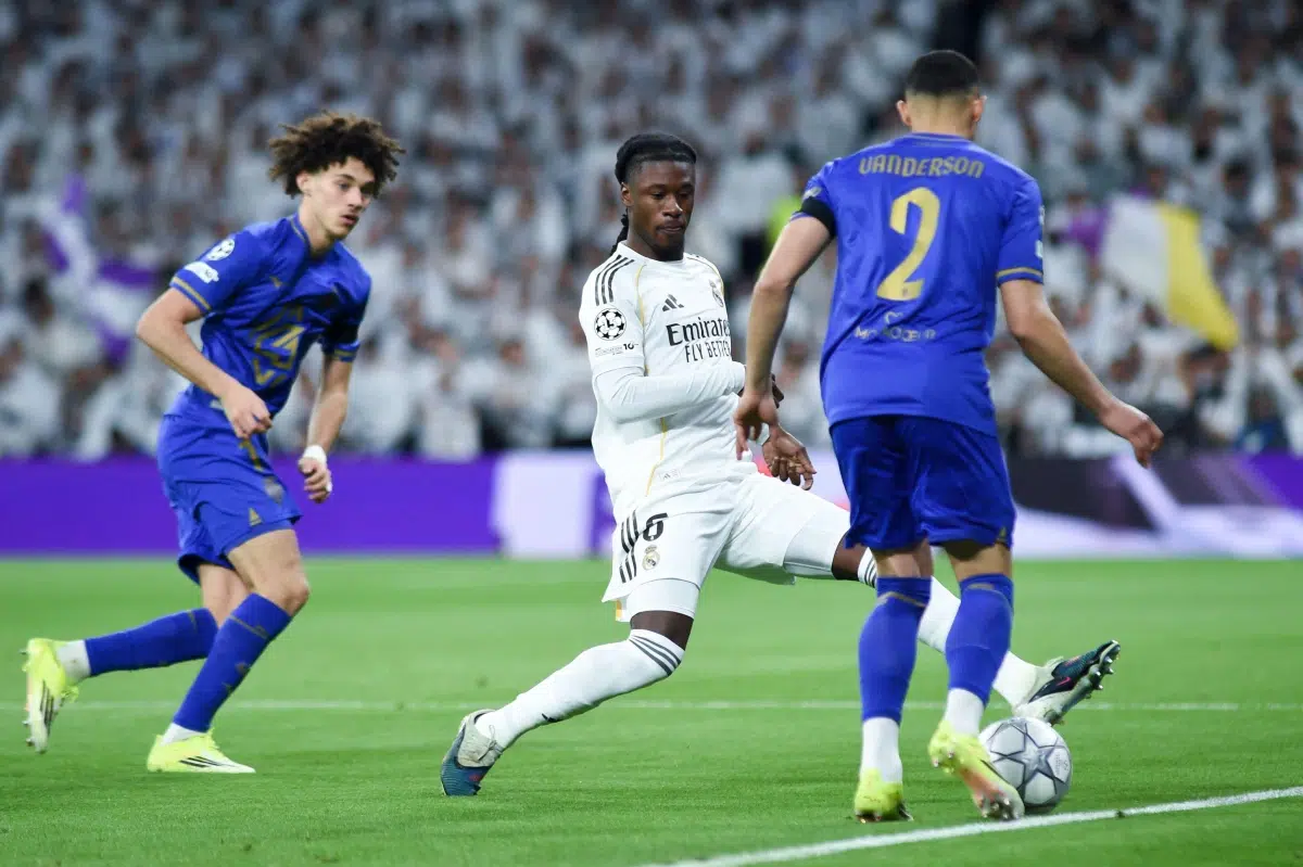 Real Madrid's Eduardo Camavinga competes during the UEFA Champions League match between Real Madrid and AS Monaco, Madrid, Spain, Jan. 20, 2026