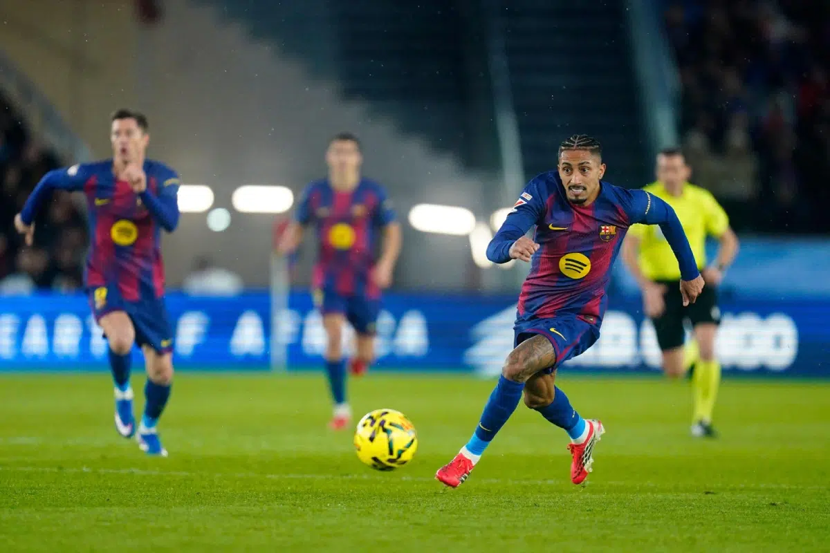 Raphinha of FC Barcelona during the La Liga EA Sports match, 2026