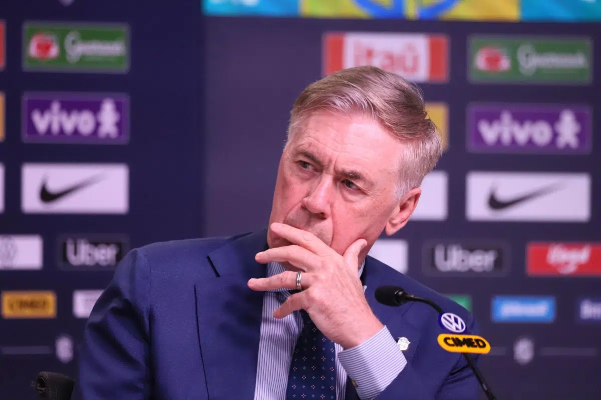 Carlo Ancelotti during the announcement of the Brazilian squad, March 2026
