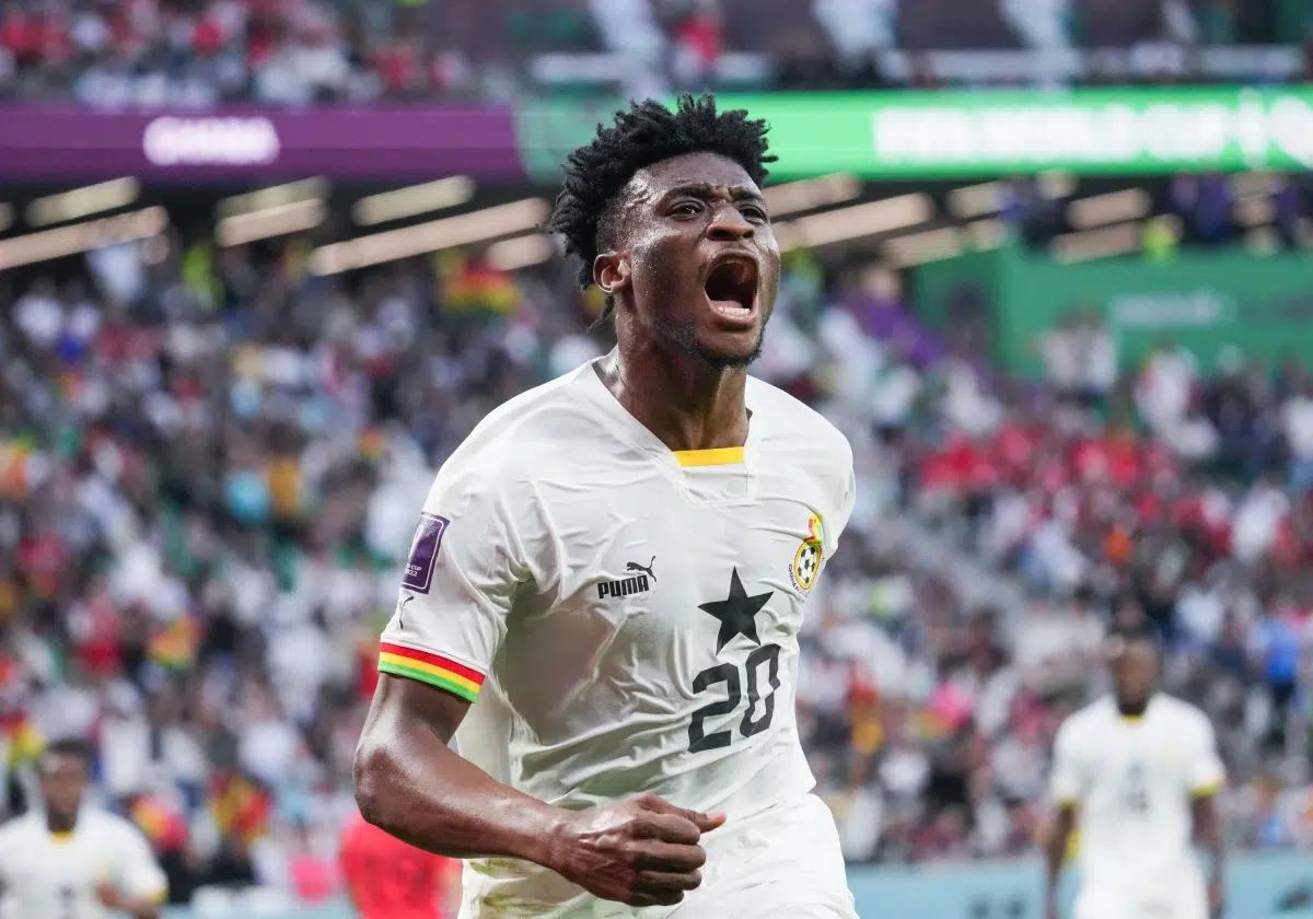 Mohammed Kudus of Ghana celebrates scoring during the Group H match between South Korea and Ghana at the 2022 FIFA World Cup