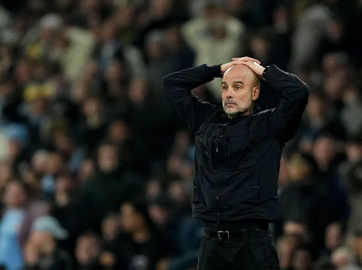 Pep Guardiola during the Premier League match, 2026