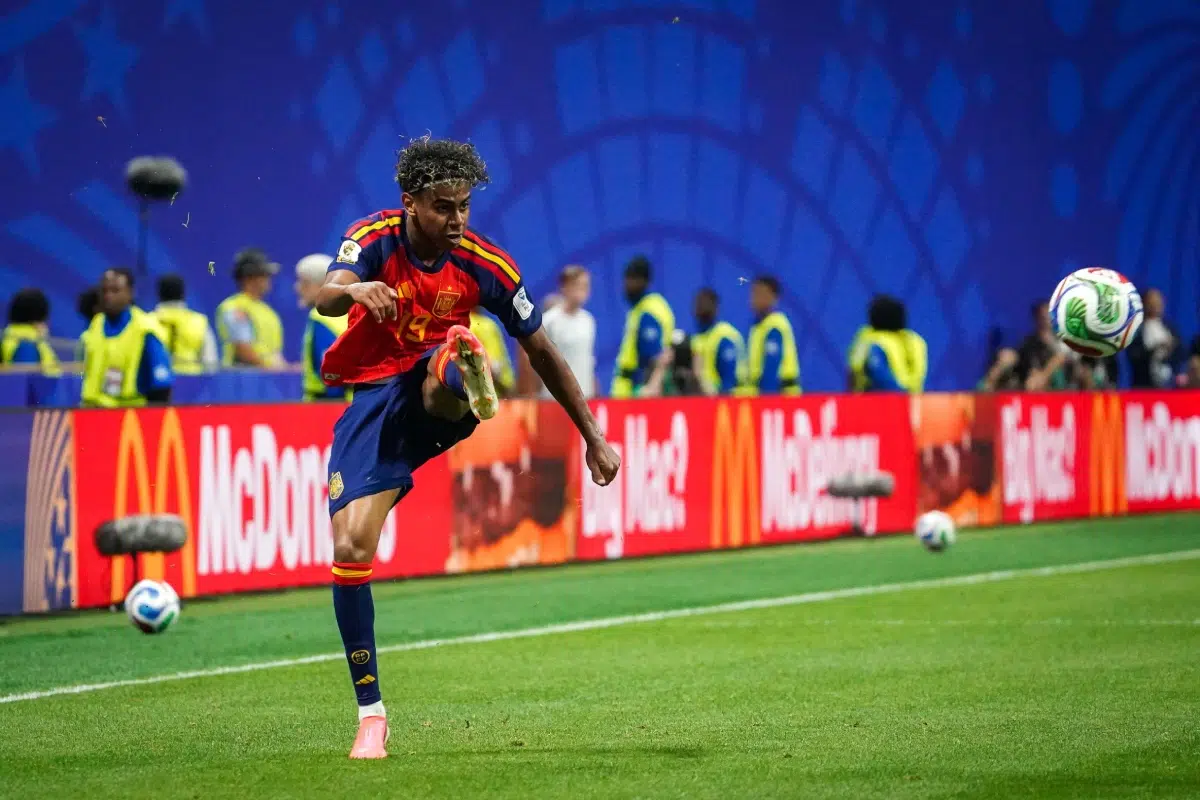 Lamine Yamal during the Cabo Verde vs Spain World Cup matchup, 15 June 2026