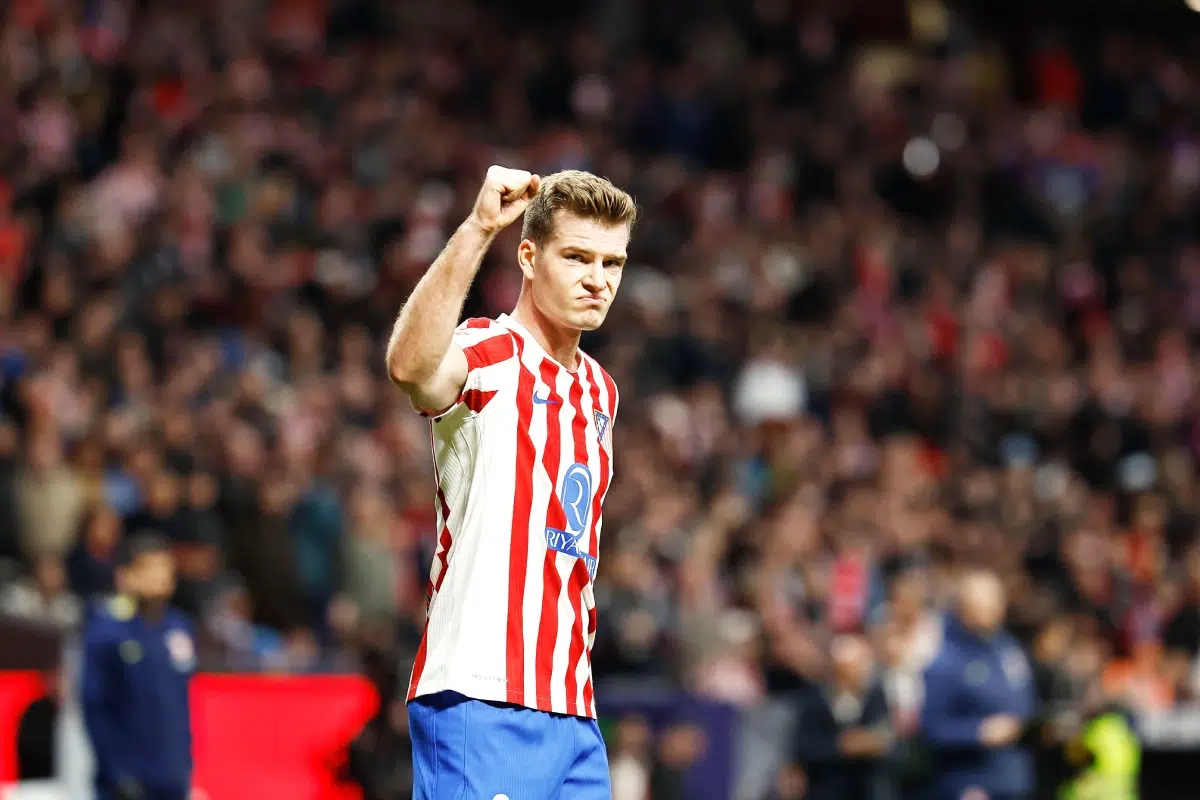 Sorloth celebrates after his goal, 2026