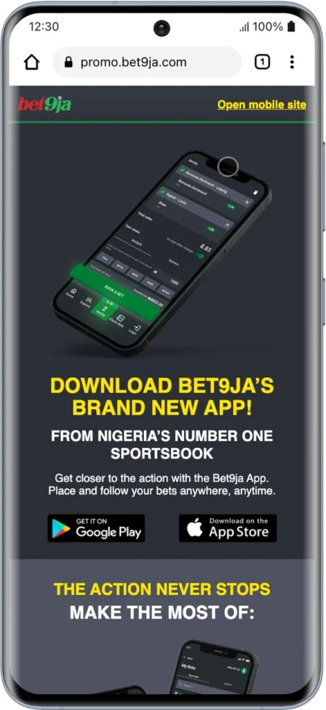 Download Bet9ja's brand new app
