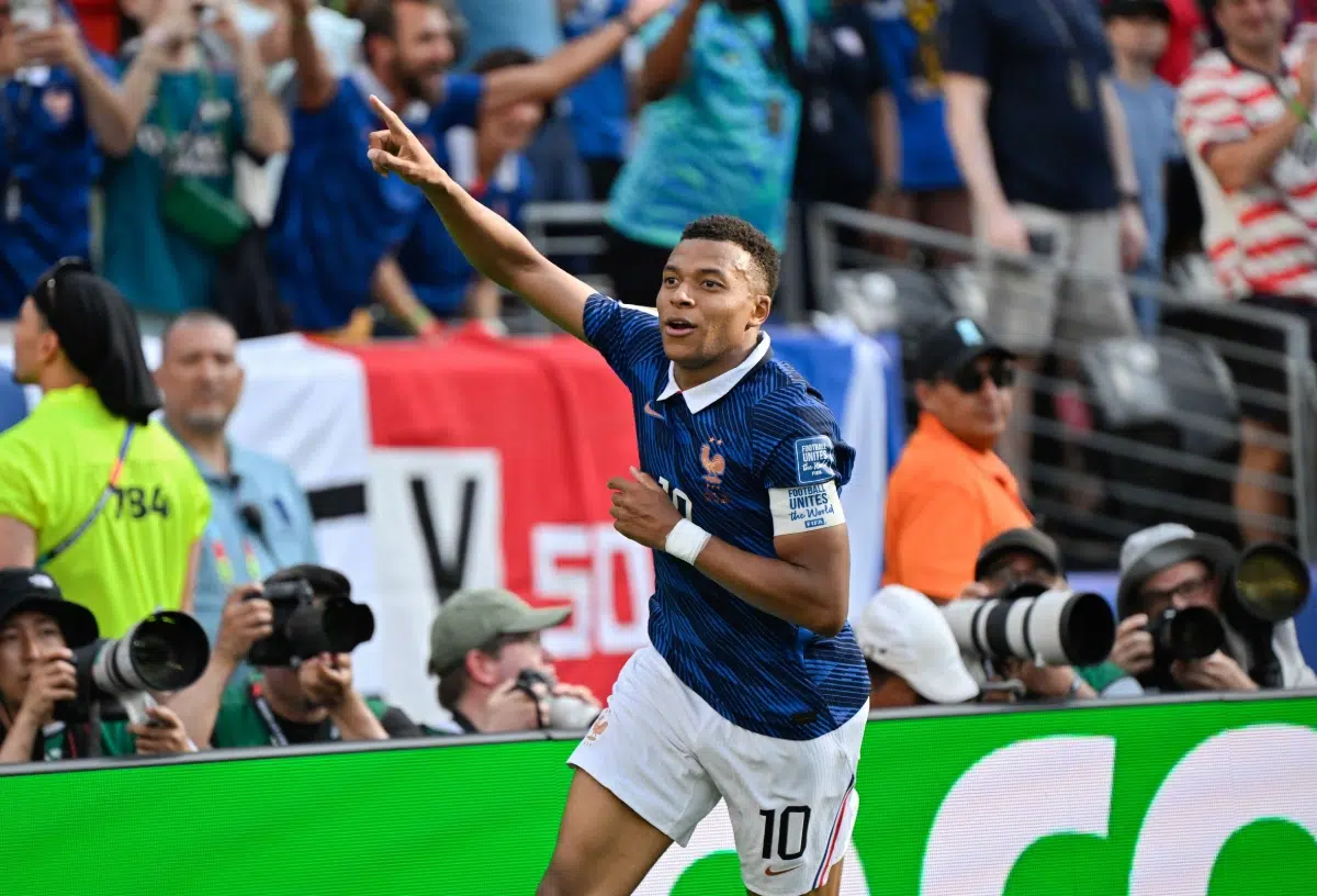 Kylian Mbappe of France celebrates after scoring, 2026