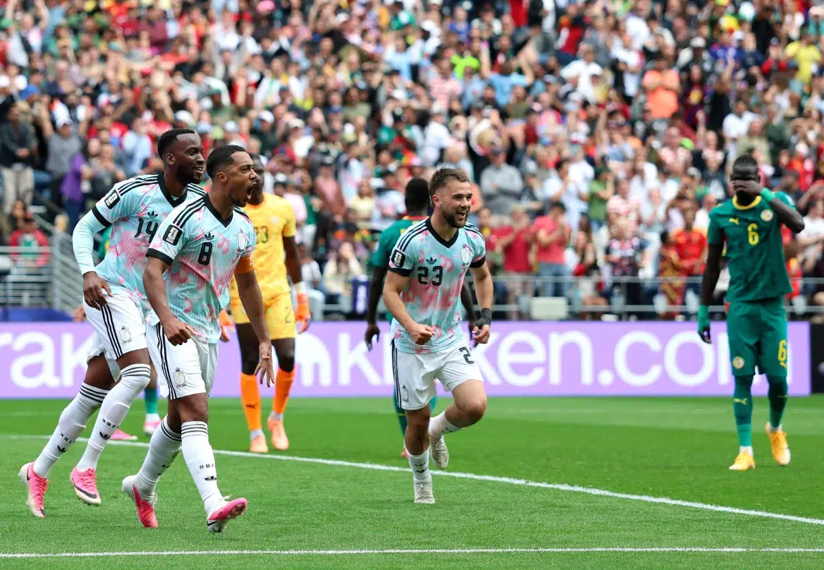 Youri Tielemans of Belgium celebrate after scoring, 2026